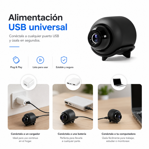 Mini Cámara WiFi HD — Vigila a tu mascota, bebé o negocio desde cualquier lugar.